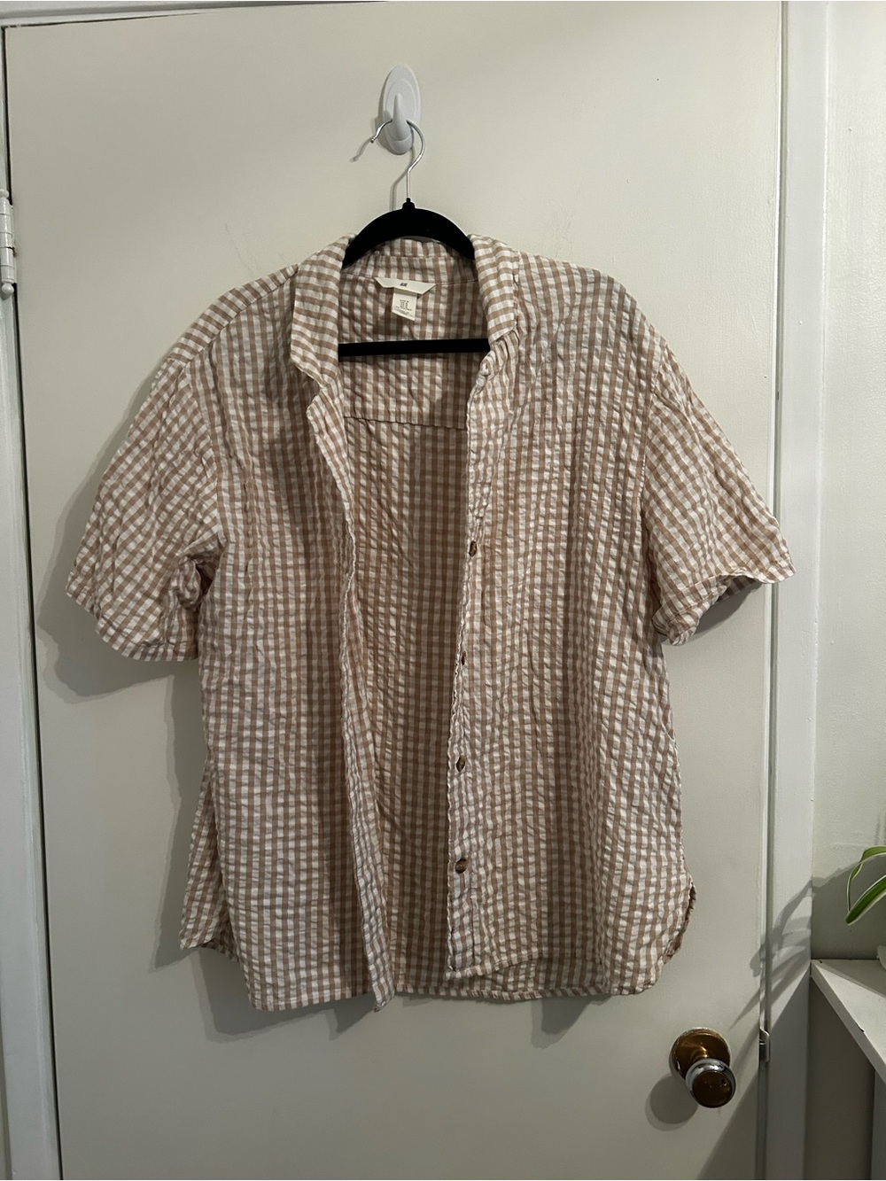 Light Brown Check Short-Sleeve Shirt - H&M